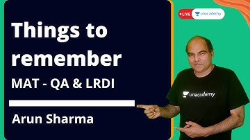MAT 2021 | Things to remember | QA & LRDI | Arun Sharma