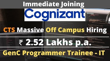 CTS Recruitment 2022 |  GenC Programmer Trainee - IT  | Massive Off Campus Hiring from Cognizant