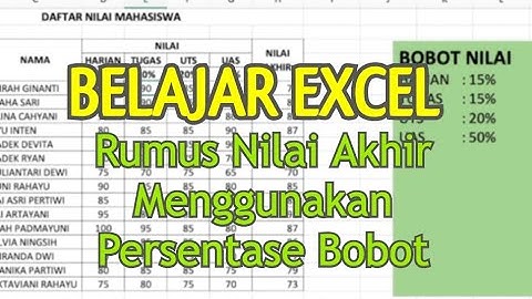 BELAJAR EXCEL : Rumus Nilai Akhir Berdasarkan Bobot Persentase