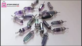 Fluorite Necklace Crystal Pendant Natural Gem Stone Hexagonal Pendulum Fashion Jewelry