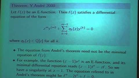 Frits Beukers - Arithmetic of values of E- and G-function (2/4) [Arizona Winter School 2008]