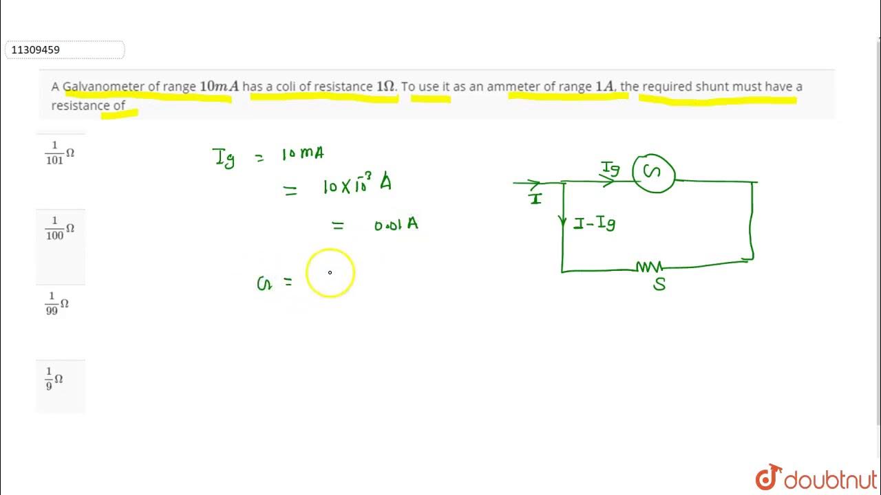A milliammeter of range `10 mA` has a coli of resistance `1 Omega`. To