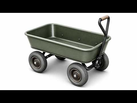 Heavy Duty Garden Utility Wagon - Weathered Metal Cart PBR