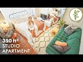 Tiny studio apartment tour with beautiful interior  clever use of space  350ft  33m