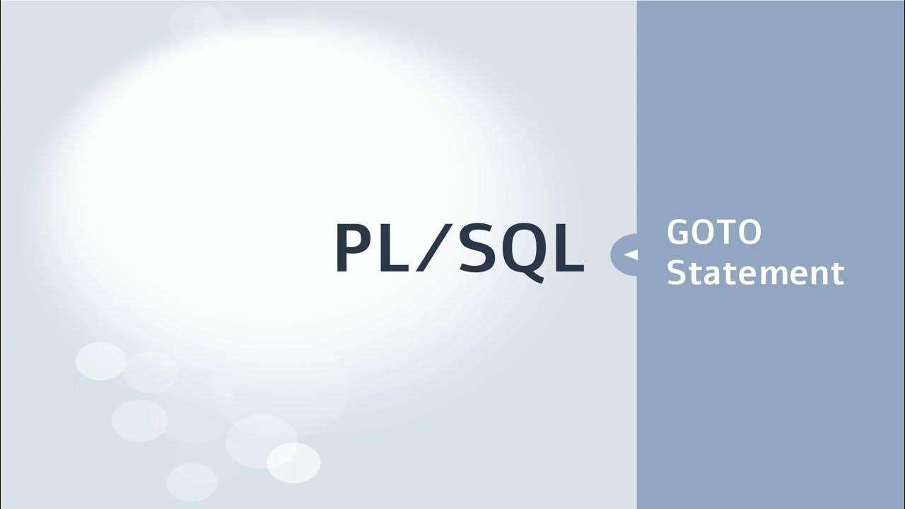 PL/SQL Tutorial - GOTO Statement - YouTube