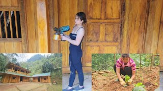 Moved into the main wooden house and spray painted the entire kitchen  planted more vegetables