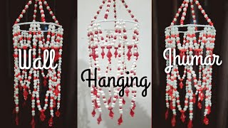 Wall Hanging Pearl Jhumar Craft Ideas | Diy Jhumar Making | Chandelier Pearls Decoration Ideas |
