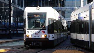 New Jersey Transit: Hudson-Bergen Light Rail Trains at Exchange Place