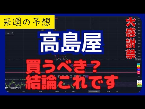 【高島屋(8233)】株価下落で買うかホールドか迷ってる方、絶対見て！