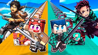 LUCKY BLOCK ATTACK ON TITAN VS LUCKY BLOCK DEMON SLAYER! - MINECRAFT