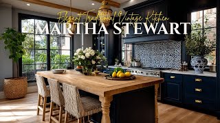 Elegant Traditional Vintage Kitchen Ideas Inspired by Martha Stewart in Navy & Natural Wood