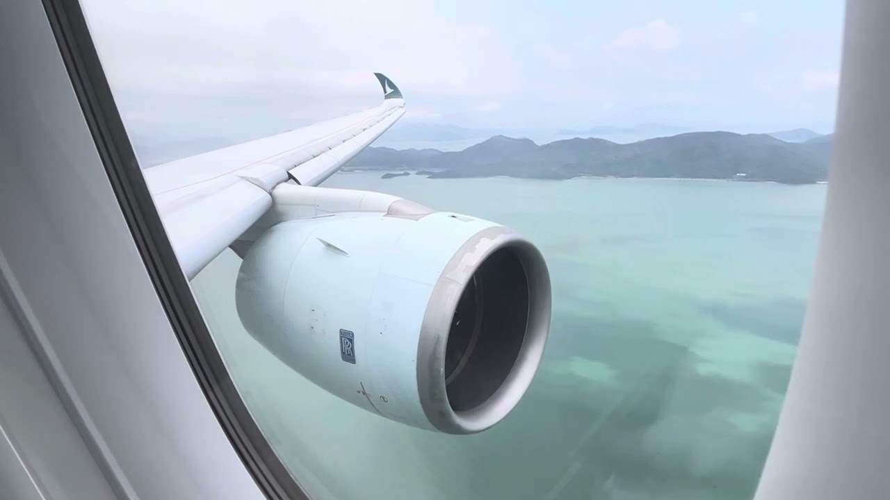 Cathay Pacific A350-900 landing in Hong Kong