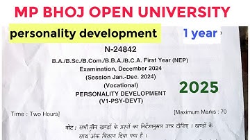 BA BSC B COM 1st year personality development paper | MP bhoj open University paper paper