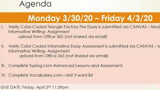 Welcome to Distance Learning Week 1