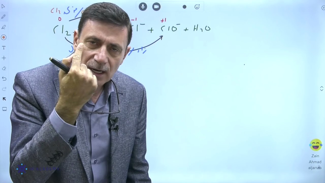 موازنة معادلات التأكسد والإختزال في الوسط الحمضي و القاعدي مادة الكيمياء توجيهي الاستاذ نضال الهندي