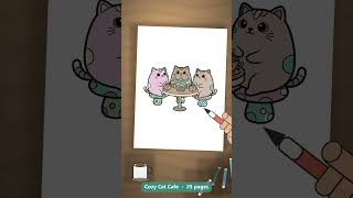 One page. Endless colors. | Cozy Cat Cafe Coloring Book #Shorts