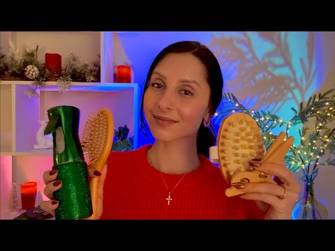 Head Spa ASMR |Hair Brushing, Scalp Massage, Cozy Personal Attention, Wooden Tools