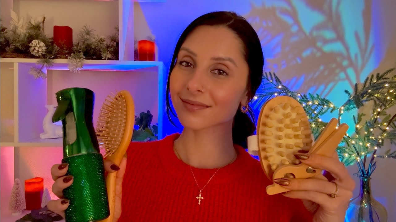 Head Spa ASMR |Hair Brushing, Scalp Massage, Cozy Personal Attention, Wooden Tools