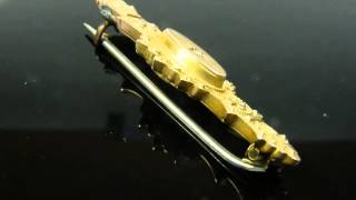 ANTIQUE VICTORIAN MOURNING BROOCH 9 CARAT GOLD AND DIAMOND HAIR COMPARTMENT