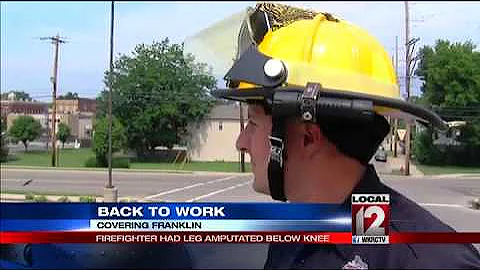 Firefighter back to work after leg amputation below the knee