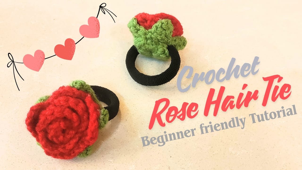 Crochet Rose Hair Tie🌹Crochet Flower Hair Tie|Easy & Step by Step Tutorial| How to Crochet Mini Rose