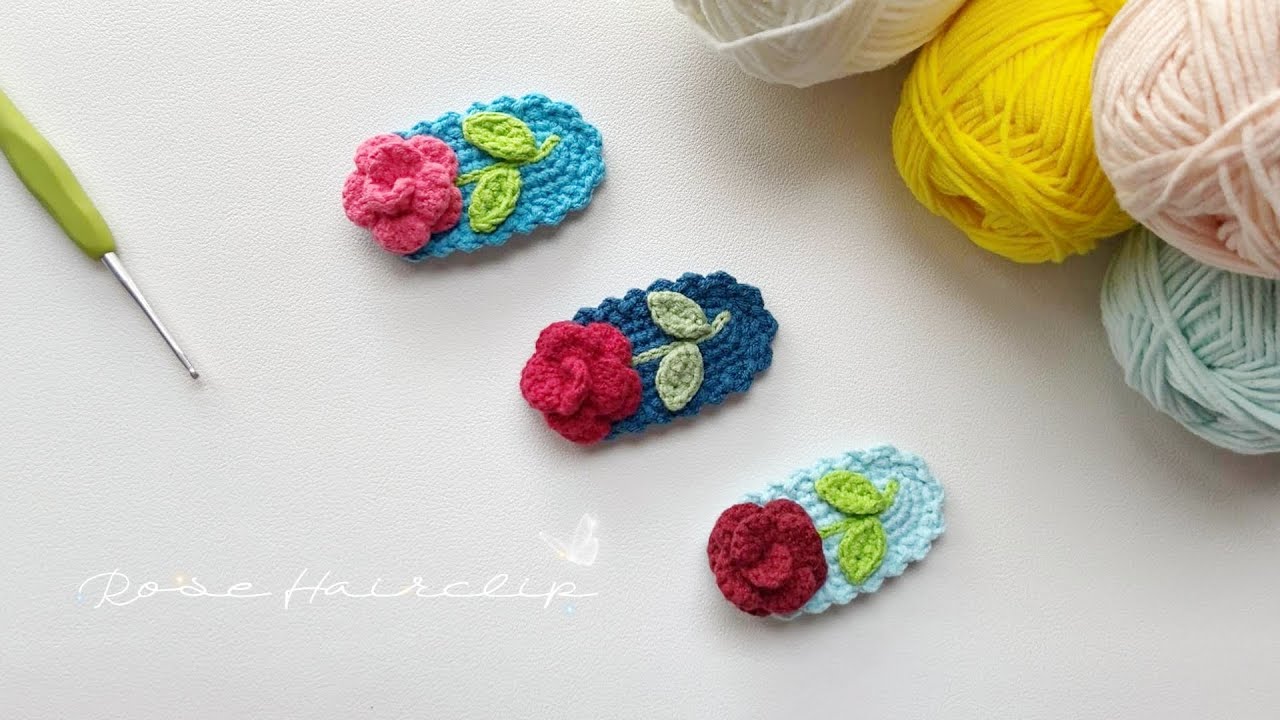 Rose 🌹 Hairclip Crochet｜DIY Hair Accessories｜Hairpin Crochet Tutorial