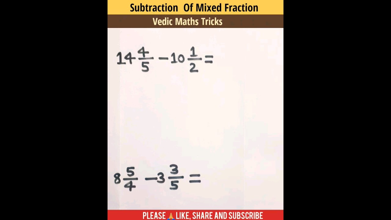 Subtraction Of Mixed Fractions Tricks | Mixed Fractions | #maths #shorts #youtubeshorts #viral #math
