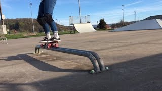 Poor Woman Slammed Hard Against Iron Bars Doing A Skateboarding 50-50 Grind