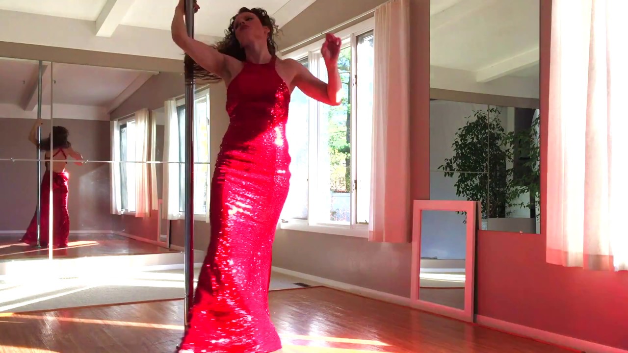 Pole Dance in Red Backless Sequin Dress YouTube