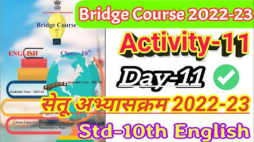 Bridge course class 10th english activity No 11| Day11 Setu abhyaskram 10th clas english activity 11