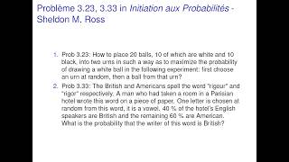 Probability (VF) - Ross. Prob 3.23, 3.33: Conditional Probabilities, Bayes's Formula