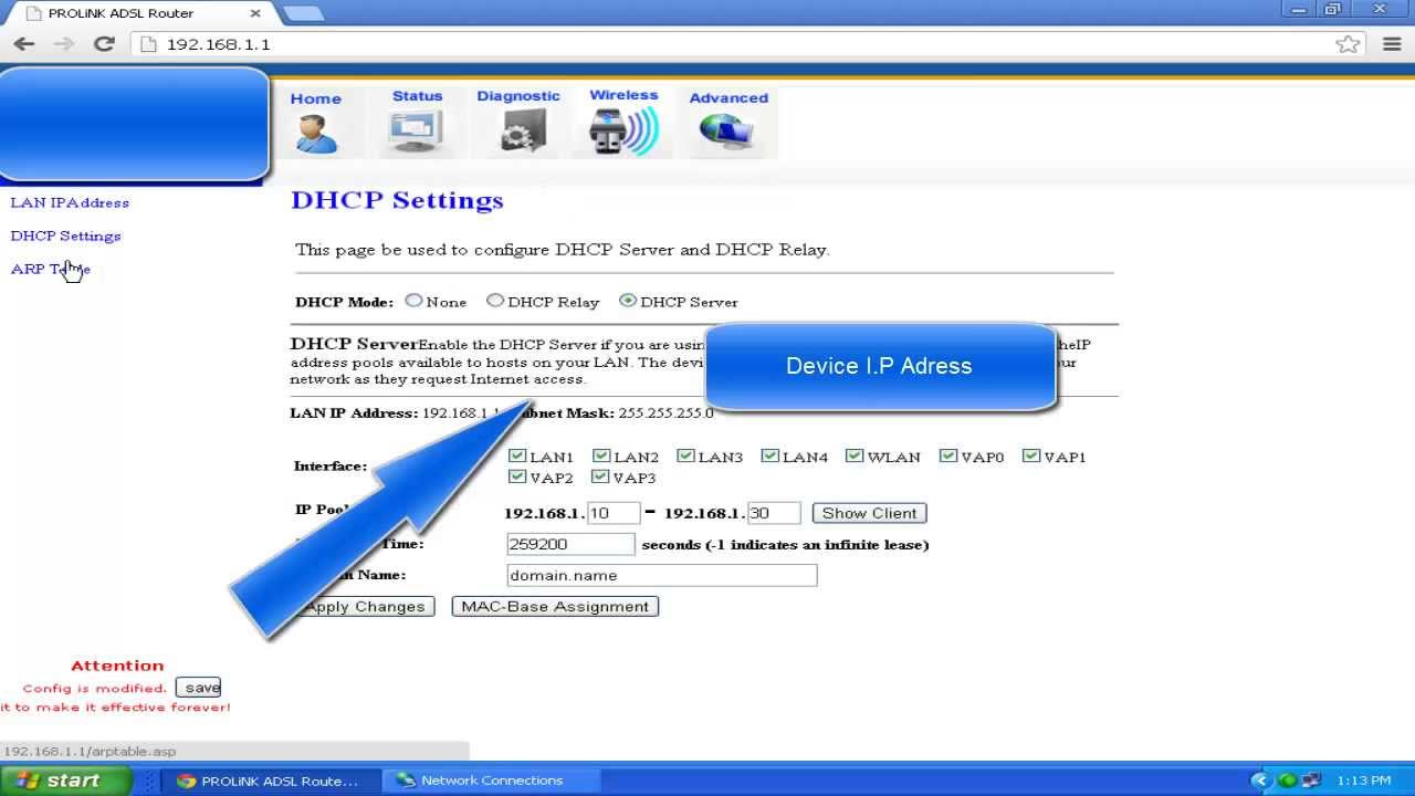 mweb modem ip address