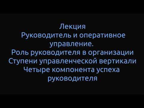 Руководитель и оперативное управление