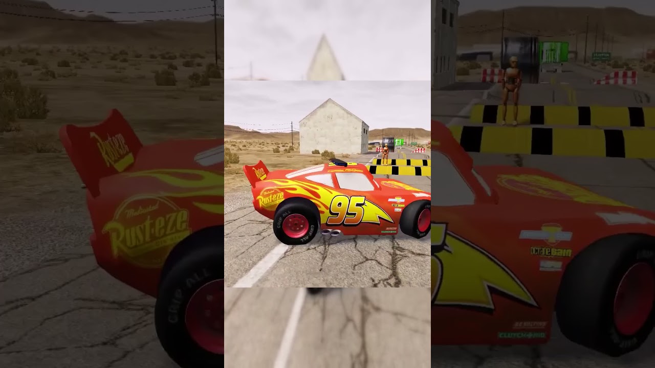 McQueen vs Flatbed Truck | Car Transport Chaos - Pothole Showdown