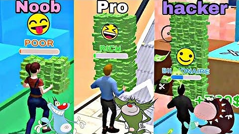Noob vs pro vs hacker | money run 3d gameplay with oggy jack and bob | money run 3d game