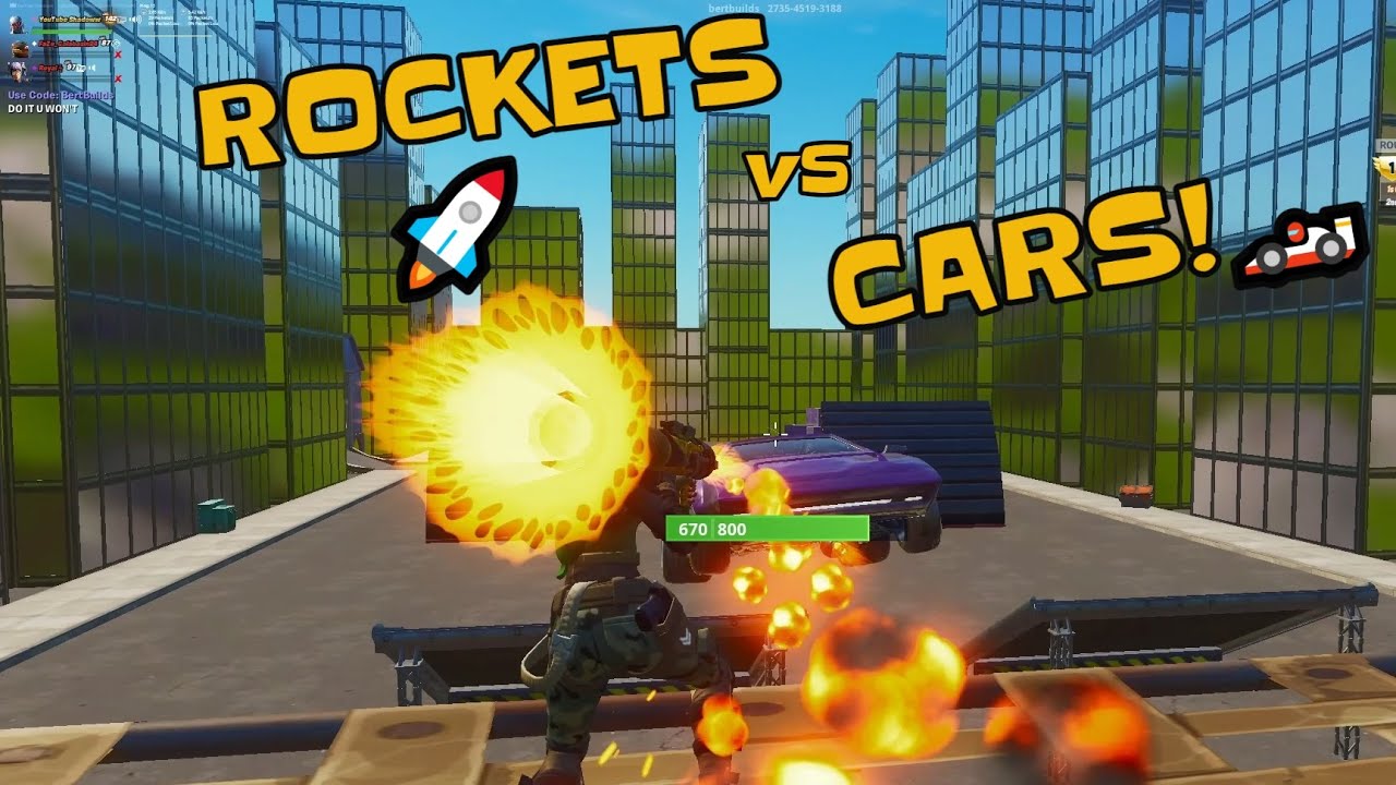 Fortnite ROCKETS🚀 vs CARS!🏎️ (Creative w/ Nightz) YouTube