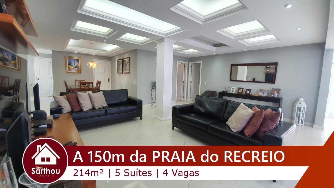 PRAIA DO RECREIO: Apartamento com 214m², 5 Suítes, 4 Vagas e 150m do Posto 9 por apenas R$ 1.550.000