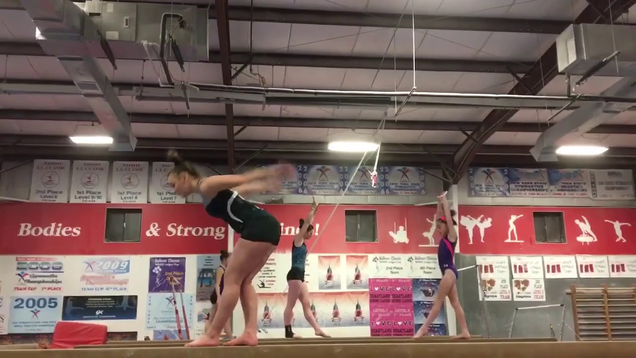 handspring layout on beam - YouTube