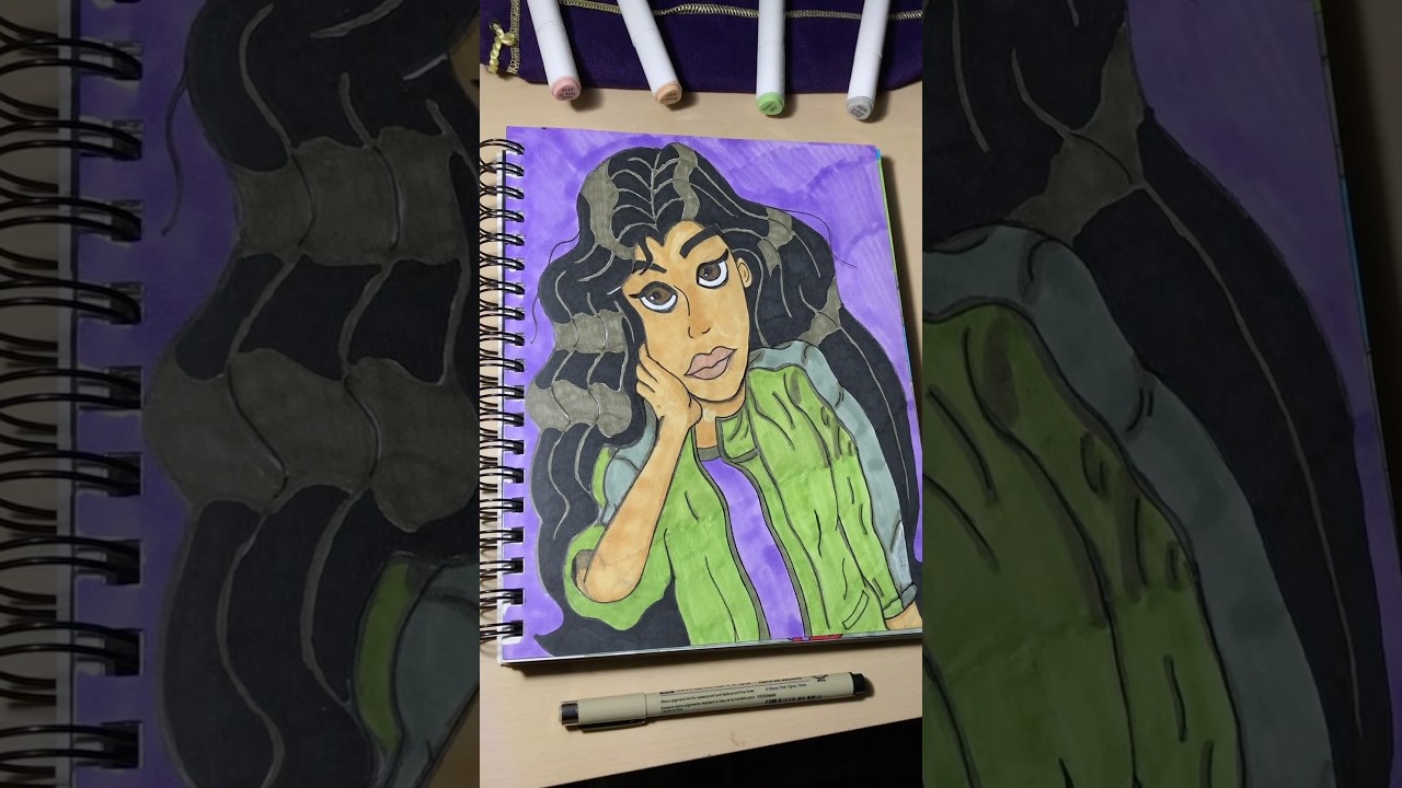 🎶 Hip Hop Girl in Green Jacket | Daily Drawing ✍️ 