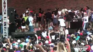 Wiz Khalifa mobbed by kids at Boston City Hall Plaza