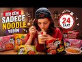 BİR GÜN BOYUNCA SADECE NOODLE YEDİM ! 🍜 | MİDEM 🤢