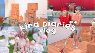 [The sims4] Vlog // Kira diaries #4 // Moving vlog, Birthday, Graduation, New home, Clean