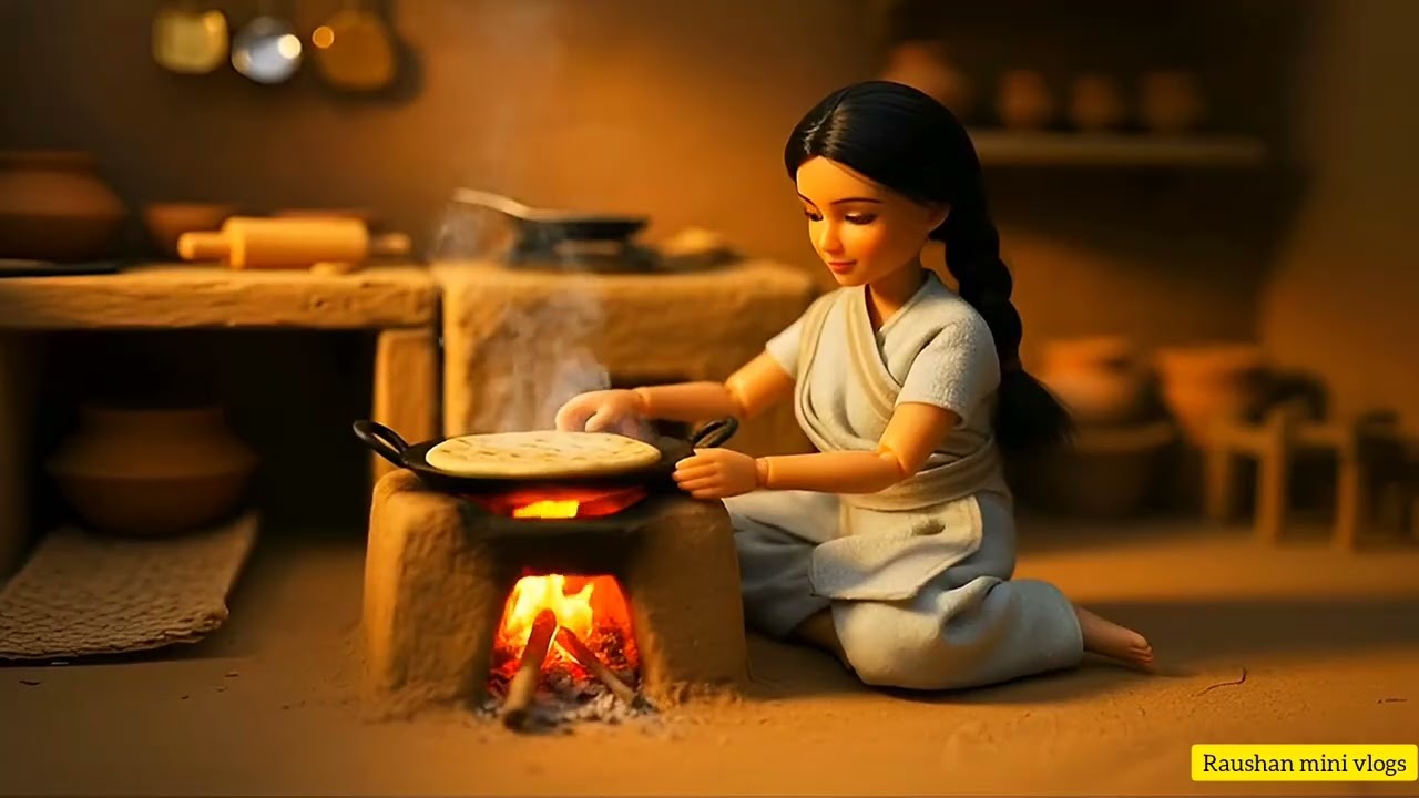 Miniature Doll Makes Crispy Pakoras & Milk Tea ASMR | Indian Village Tiny Kitchen Story