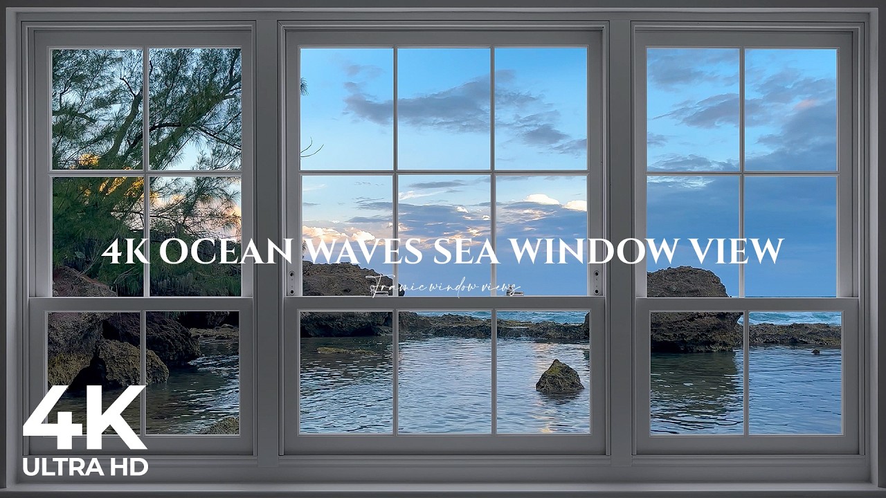 4K Ocean Waves Puerto Rico Sea window view - Relaxing, Calming, Ambience