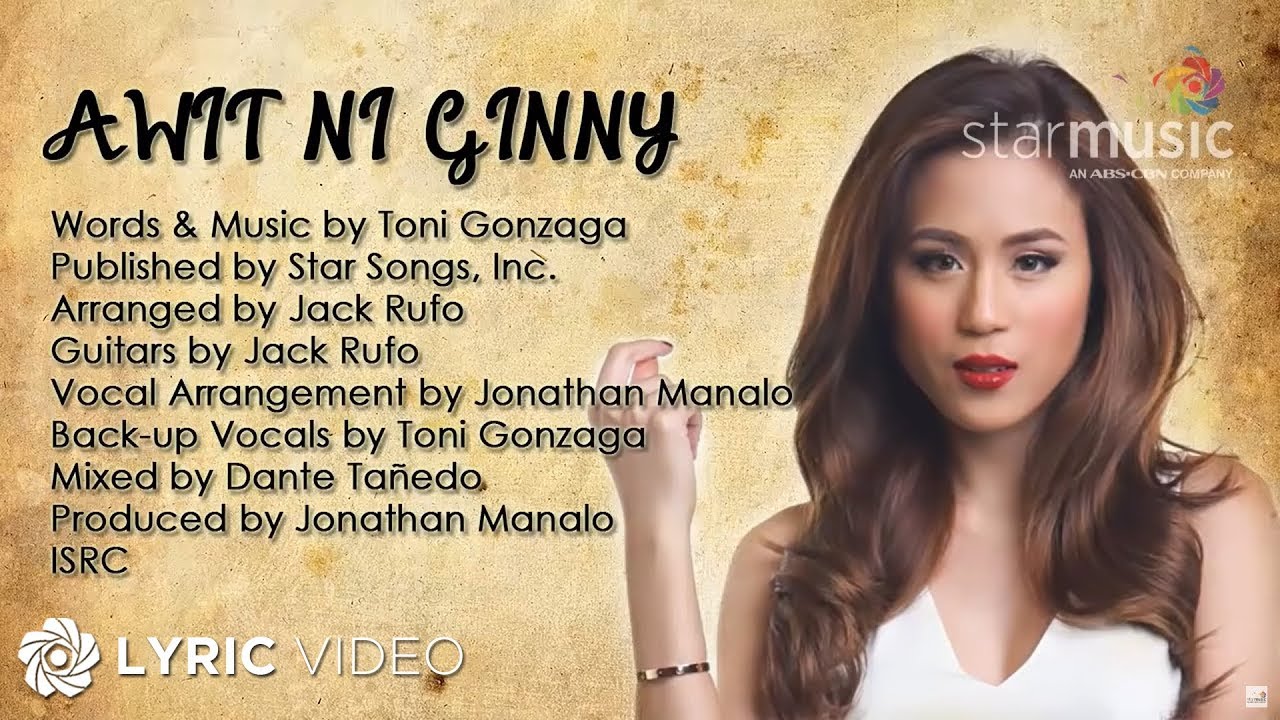 Awit Ni Ginny   Toni Gonzaga Lyrics