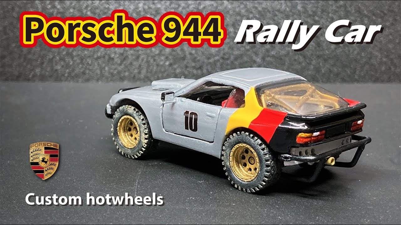 Custom hotwheels , Porsche 944 Rally car with simple suspension system. 