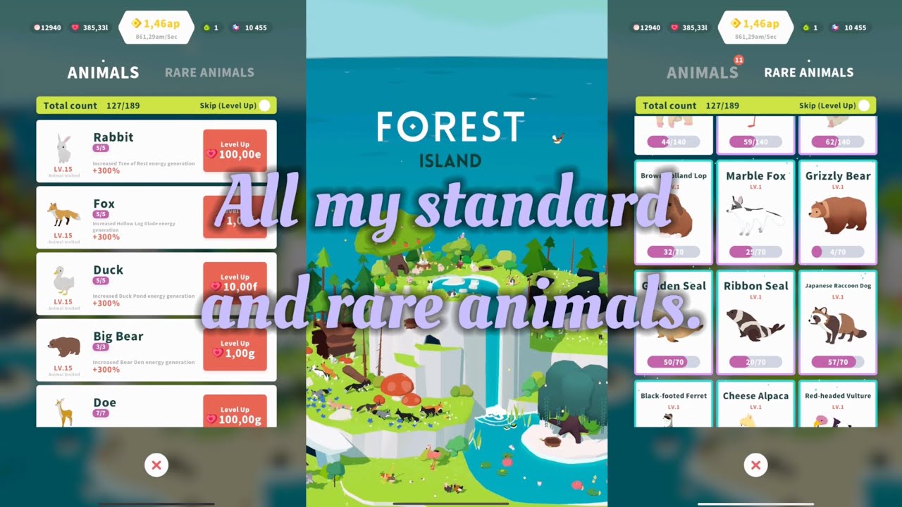 All my standard and rare animals in the «Forest island» 🏝️