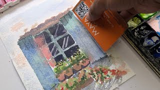 Don't Use a Ruler! The Smart Business Card Hack for Perfect Watercolor Window Frames 🪟✨ screenshot 2