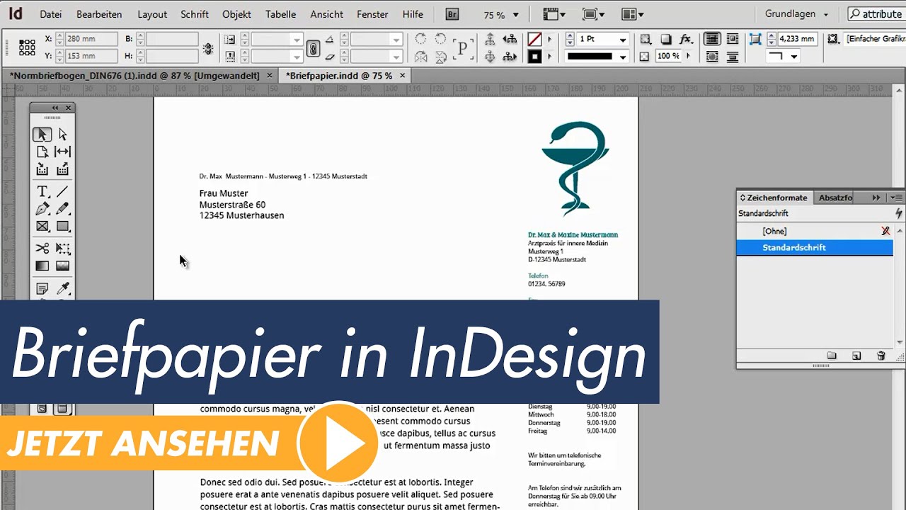 Indesign Tutorial Professionelles Briefpapier Erstellen Youtube