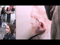 Portrait demonstration by place du tertre artist Samuel.